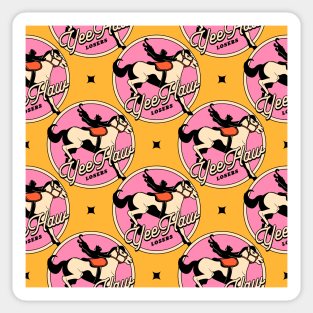 Yee Haw Black Cat Pattern in yellow Sticker